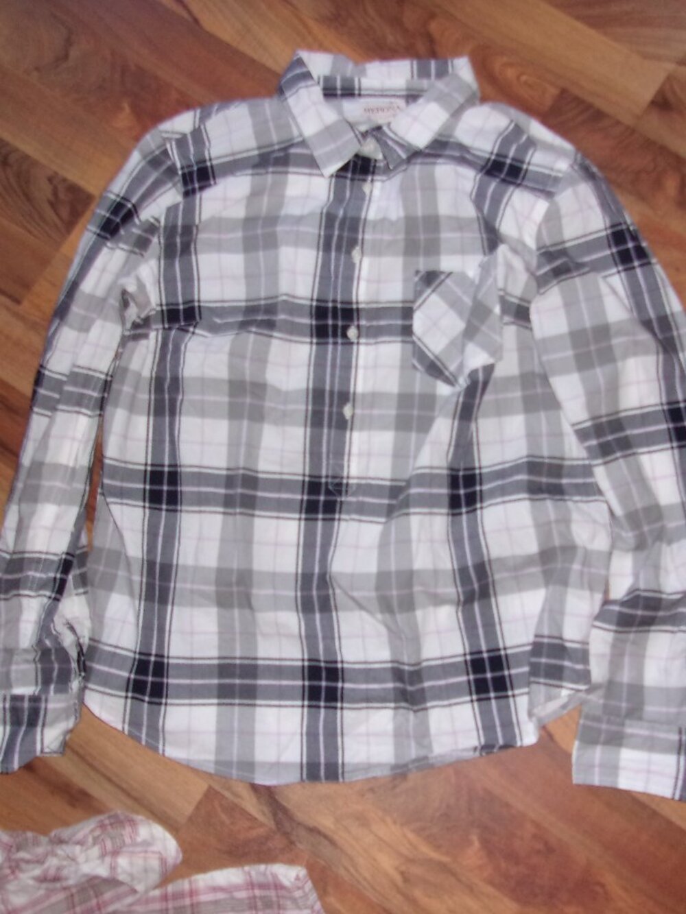 size extra large womens plaid black gray white shirt dress casual